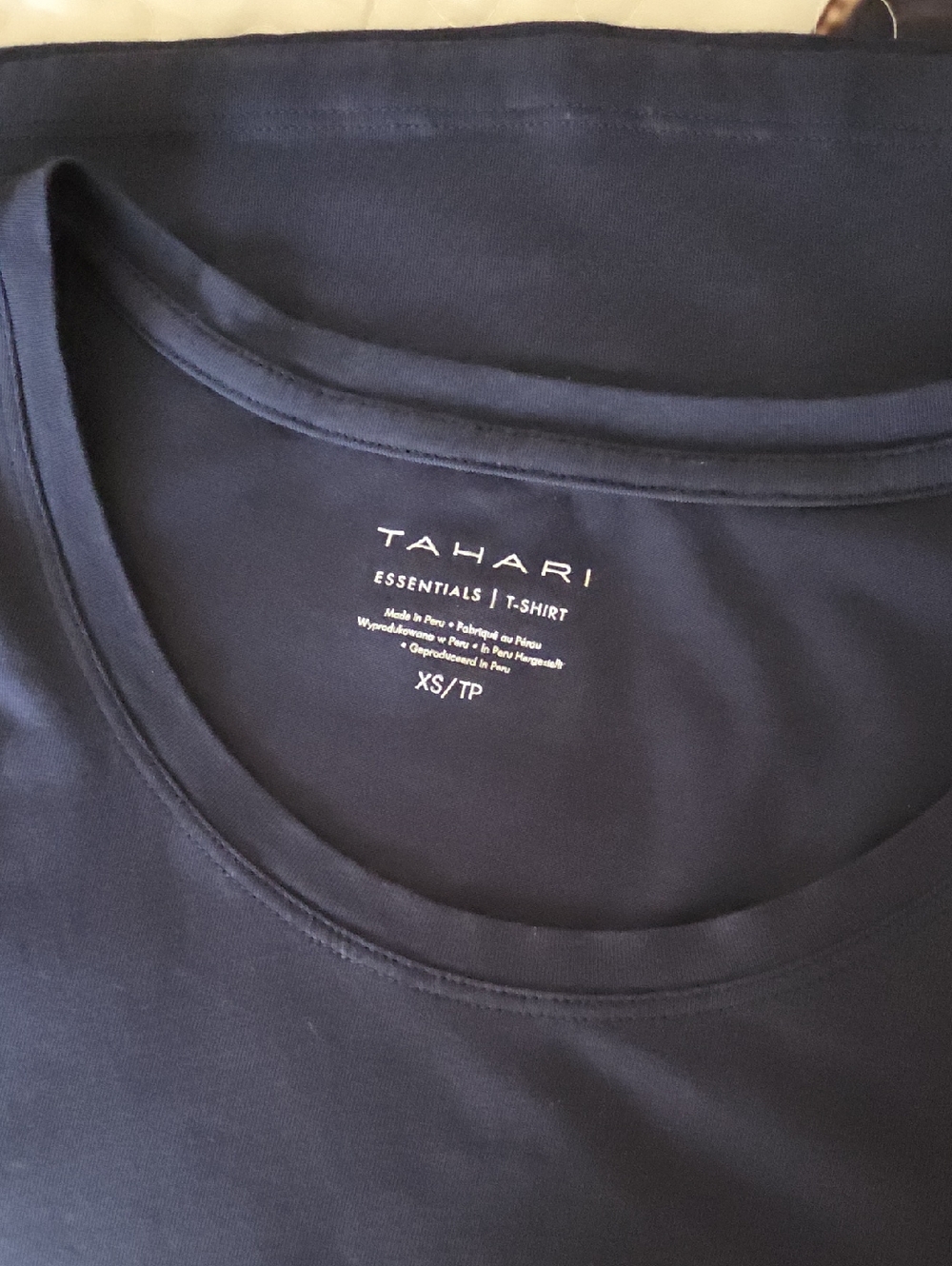 Tahari Essential Navy Short-Sleeve Crewneck Tee - Picture 5 of 5